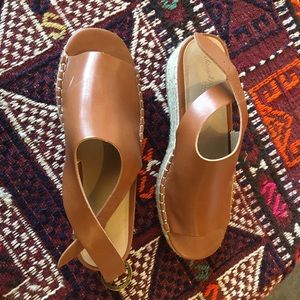Universal Thread Cognac Leather Wedges Size 7